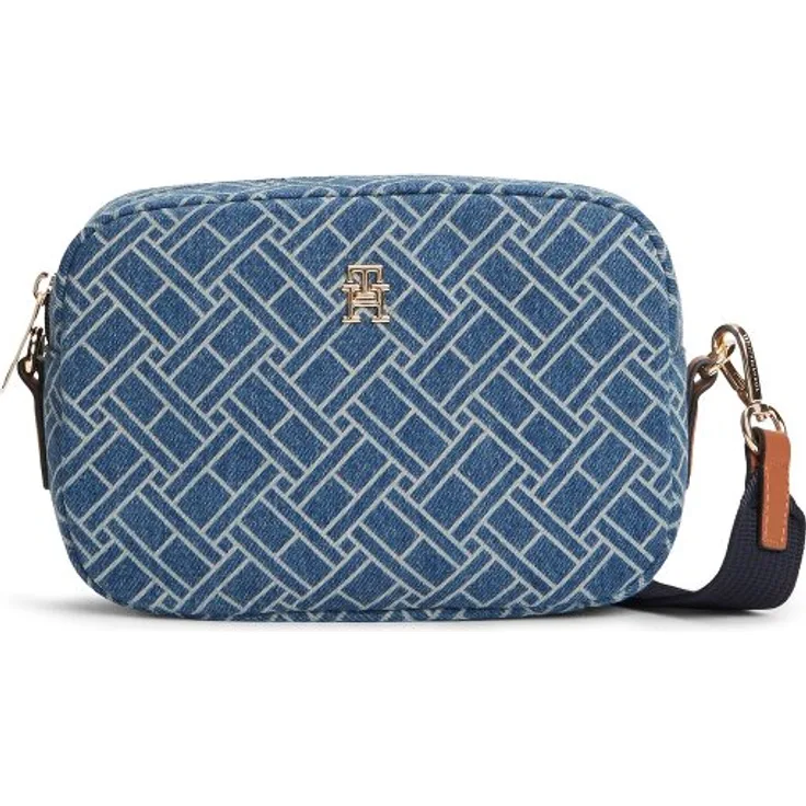 Tommy Hilfiger Popette Umhängetasche, 22.5 cm x 6.5 cm x 15.5 cm, 100% Baumwolle, blau