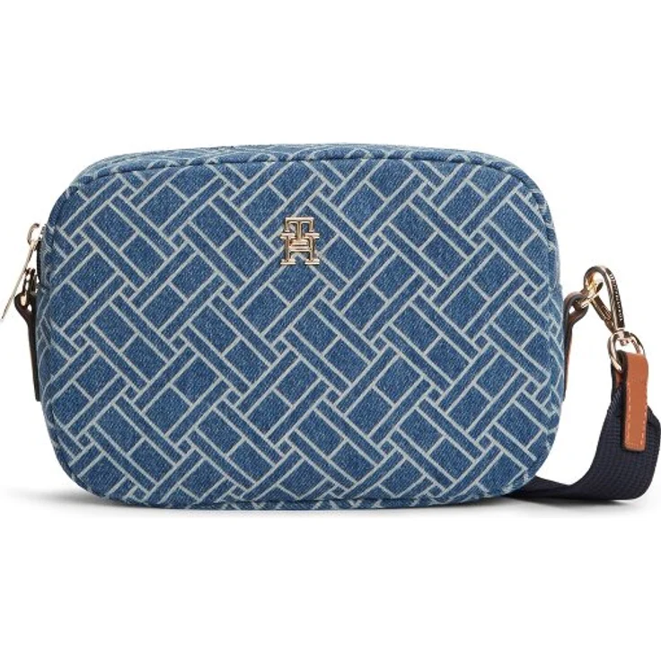 Tommy Hilfiger Popette Umhängetasche, 22.5 cm x 6.5 cm x 15.5 cm, 100% Baumwolle, blau