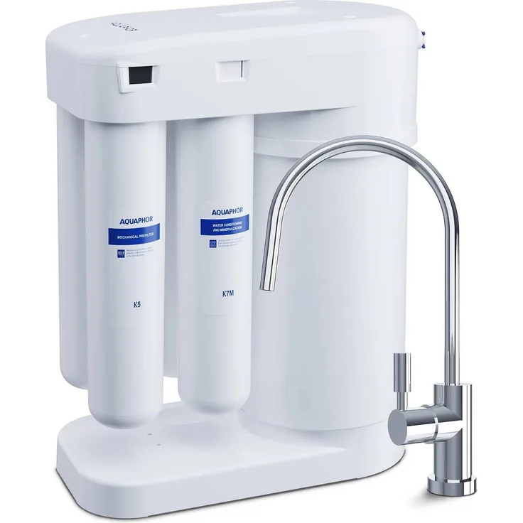 Aquaphor Umkehrosmoseanlage RO-101S - 190 L/Tag - mit Wasserhahn, weiß, Trinkwasserfilter Reverse Osmosis System 50 GPD Membran