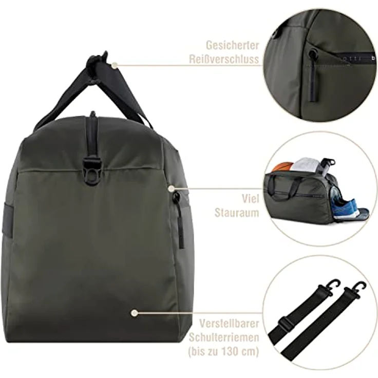 bugatti Blanc Weekender Reisetasche, 50 cm, 100% Polyethylen, oliv – Bild 3