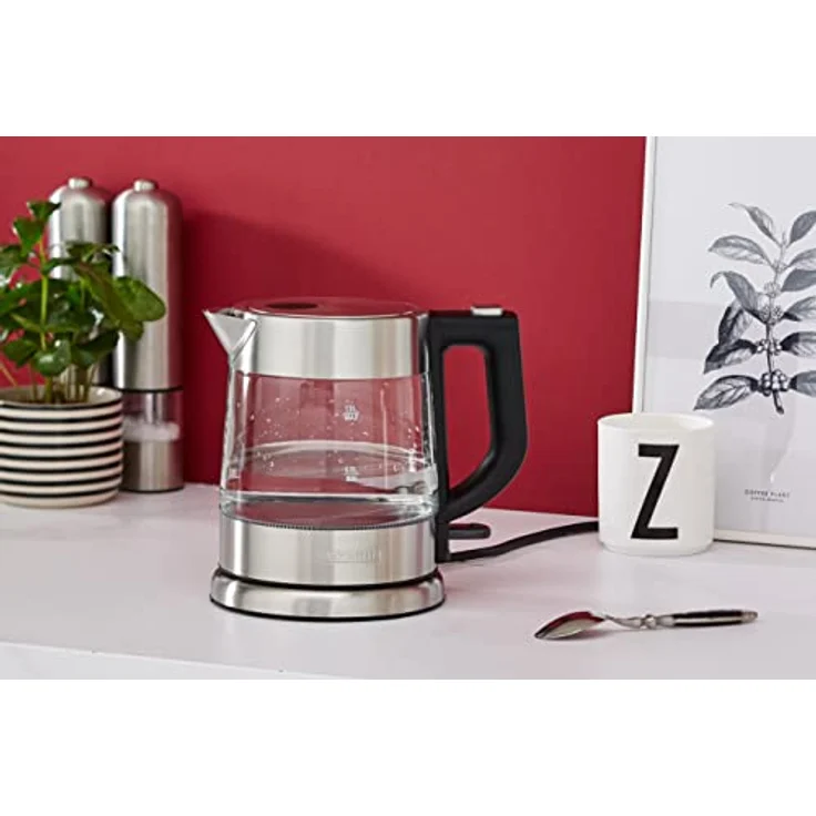 SEVERIN WK 3468 Glas-Wasserkocher (ca. 2.200 W, 1 L) edelstahl-schwarz – Bild 2