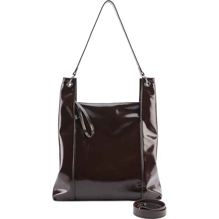 Seidenfelt Delary Schultertasche, 43 cm, braun, robustes Polyurethan, verstellbarer und abnehmbarer Umhängeriemen, Reißverschlussfach