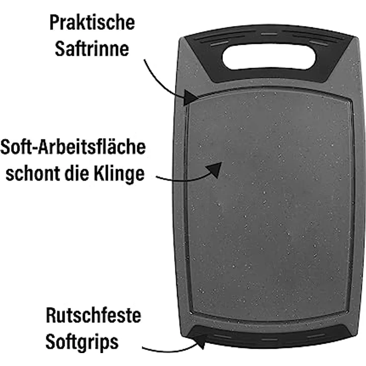 STONELINE 2-teiliges Set aus Schneidebrett und Allzweckmesser mit Wellenschliff, 13 cm Klinge aus Edelstahl, Universalmesser Küchenmesser – Bild 5