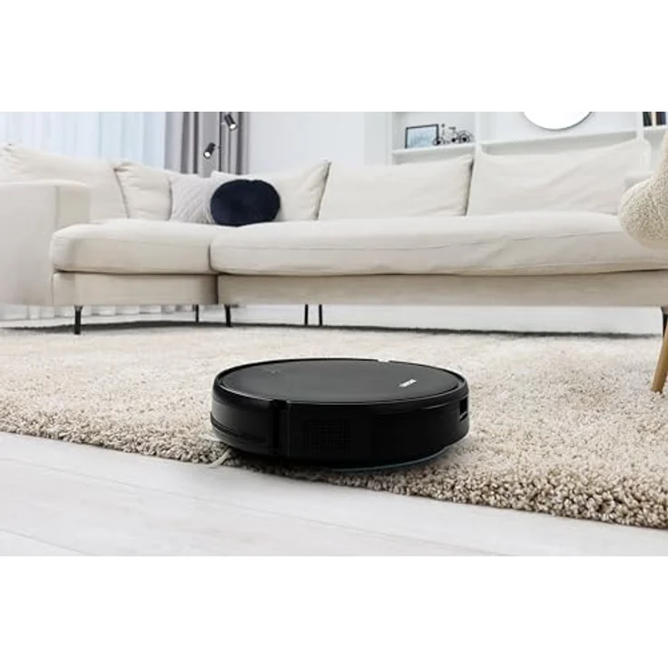 Linsar Saugroboter mit Wischfunktion, maximal 2000 Pa Saugkraft, APP Steuerung, 120 Min Laufzeit, WLAN, für Teppich Tierhaare Hartböden, Roboterstaubsauger mit Ladestation, Fernbedienung (schwarz) – Bild 2