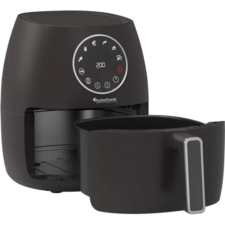 TurboTronic By Z-LINE Heißluftfritteuse 3,5L NEU mit Silikoneinlage Airfyer für 0,3 kg Pommes Power 75-200°C 1300 W, 6 Programme Heissluftfritteuse Easy Air Fryer Braten Rösten, in schwarz – Bild 1
