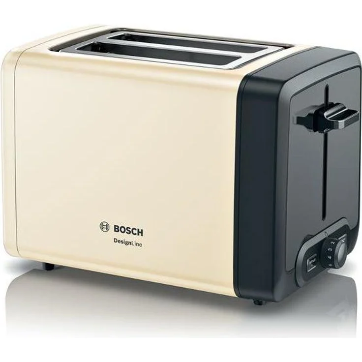 Bosch Hausgeräte TAT4P427 Toaster, 2 Scheiben, 970 Watt, Schwarz-Creme Design