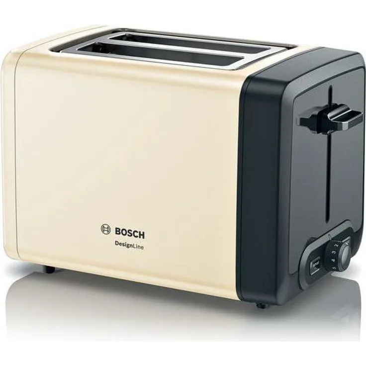 Bosch Hausgeräte TAT4P427 Toaster, 2 Scheiben, 970 Watt, Schwarz-Creme Design