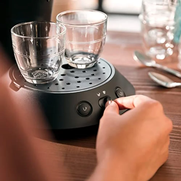 Philips Original Plus Eco Kaffeepadmaschine, Kaffeestärkewahl, Kaffee Boost Technologie, 80%* recyceltes Plastik, 45%** weniger Energieverbrauch, 2 Tassen gleichzeitig, Klavierlackschwarz (CSA210/22) – Bild 4