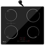 GIONIEN Induktionskochfeld mit Stecker 60cm 16Amp, 4 Kochstellen Herd, 2800W, Brückenzone, Touch-Steuerung, GITS470SPVDE
