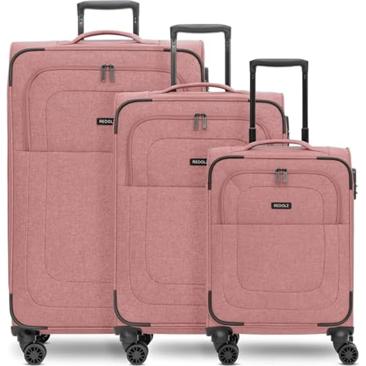 REDOLZ Koffer-Set 3-teilig für Damen & Herren | leichte & stabile Reise-Trolleys, hochwertiges Softcase, 4 Doppelrollen & TSA-Schloss |erweiterbar mit Dehnfalten (Essentials 12) - Preisvergleich – Bild 1