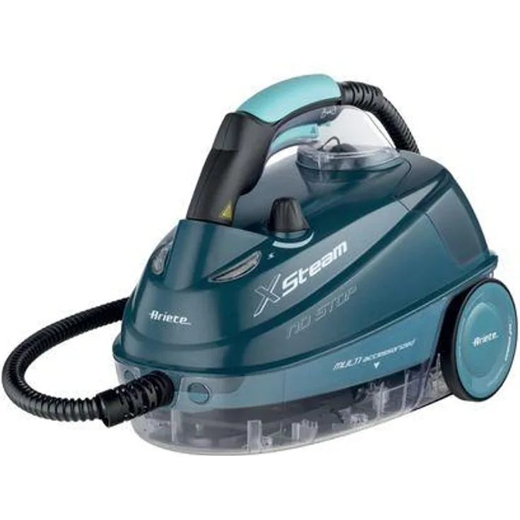 Ariete XSteam No Stop 4147/03, Tragbarer Dampfreiniger mit 1,3 l Wassertank, 1630 W, 4,5 bar, Blau, mit Zubehör