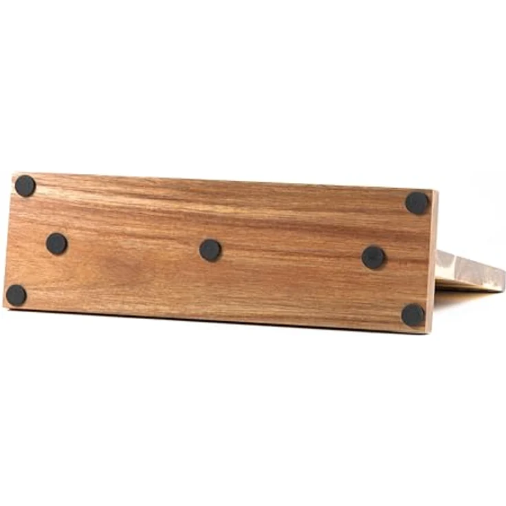 Hanseküche Messerblock magnetisch aus Akazienholz - Doppelseitiger Messerhalter ohne Messer mit Magnet aus Holz Messerbrett beidseitig (Holzboden) – Bild 5