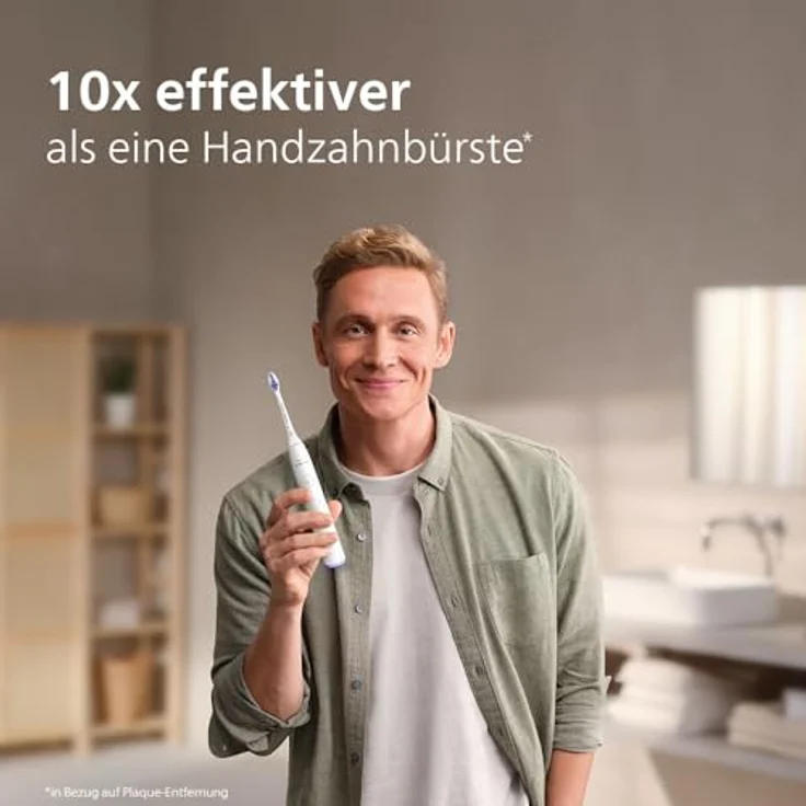 Philips Sonicare 6100 elektrische Zahnbürste, Schallzahnbürste mit 2 Putzmodi und 3 Intensitätsstufen, Andruckkontrolle, EasyStart, SmarTimer und BrushPacer, Hellblau – Bild 2