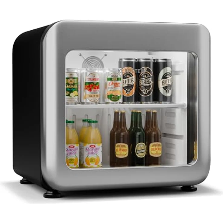 Klarstein Audrey Evo Getränkekühlschrank, 46 Liter Fassungsvermögen, Temperatur einstellbar von 0-10°C, Retro-Design, 49.5 cm hoch, umkehrbare Tür – Bild 1