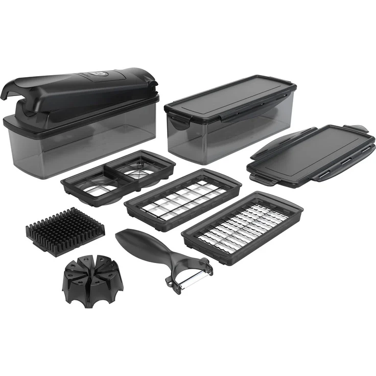 Genius Nicer Dicer Plus Jubiläums-Edition, 13-tlg. Gemüseschneider mit XXL-Messereinsätzen, schwarz: Tests, Infos & Preisvergleich