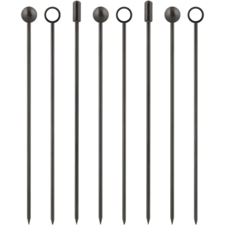 LURCH Bar-Spiesse 9er Set smokey grey, Edelstahl mit 3 verschiedenen Spitzen, spülmaschinengeeignet, wiederverwendbar