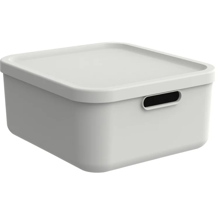 ROTHO Vorratsdose ALBULA LIGHT 12 l, modulare Kunststoffbox, stapelbar, modern, mit offenen Griffen, recyclingfähig