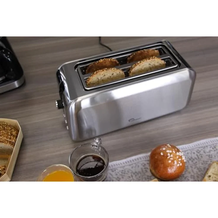 LITTLE BALANCE 8697 Dual Edelstahl Toaster, 2 lange Schlitze für 4 Brotscheiben, 1450 W, Krümelschublade, variable Breite, 7 Bräunungsstufen, elegantes Design – Bild 4