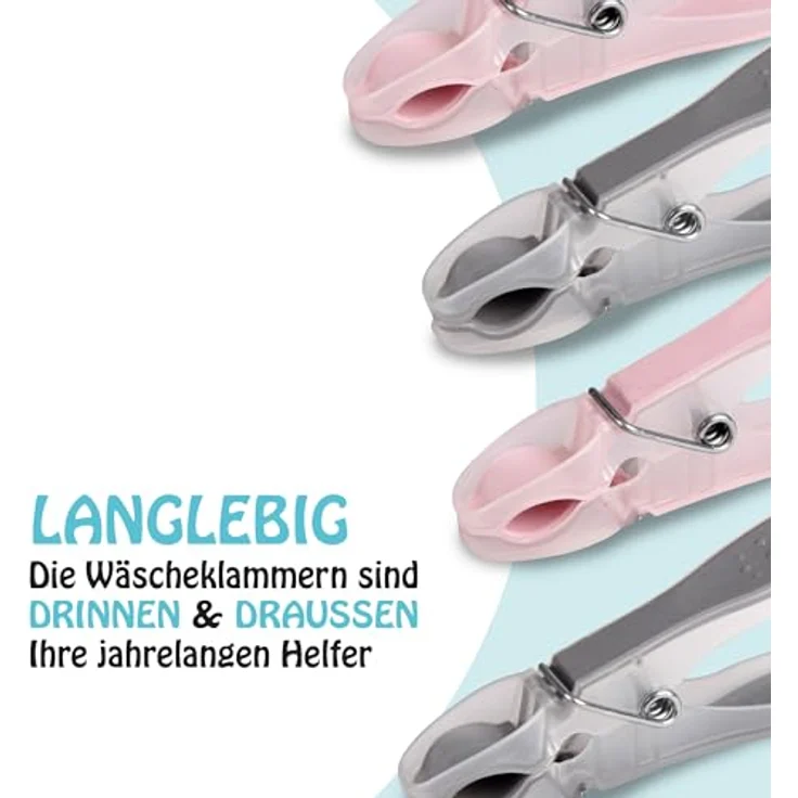 ProHome Wäscheklammern Kunststoffklammerset für Wäsche Haushalt, Farbechtes Klammerset, Textilklammer hergestellt in der EU, Grün und Grau – Bild 4