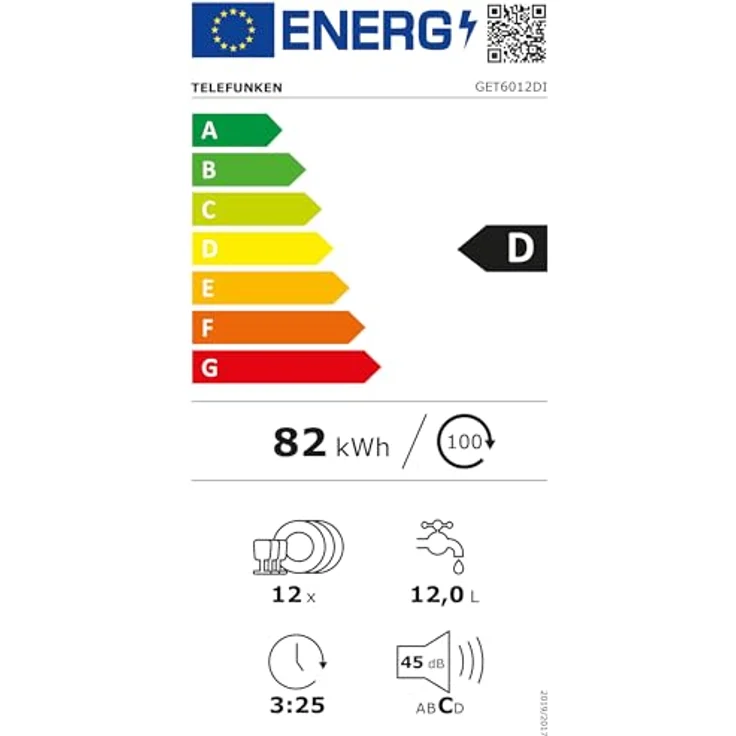 Telefunken GET6012DI, teilintegrierbarer Geschirrspüler 60 cm mit 12 Maßgedecken, 6 Programmen, AquaStop und leiser Betriebslautstärke von 45 dB – Bild 13