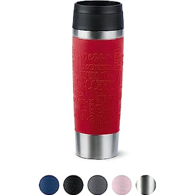Emsa N20222 Travel Mug Classic Isolierbecher 0,5 Liter | neuer Komfort-Schraubverschluss | Edelstahl | 6h heiß und 12h kalt | 100% dicht | spülmaschinenfest | 360°-Trinköffnung | Dunkelrot – Bild 1
