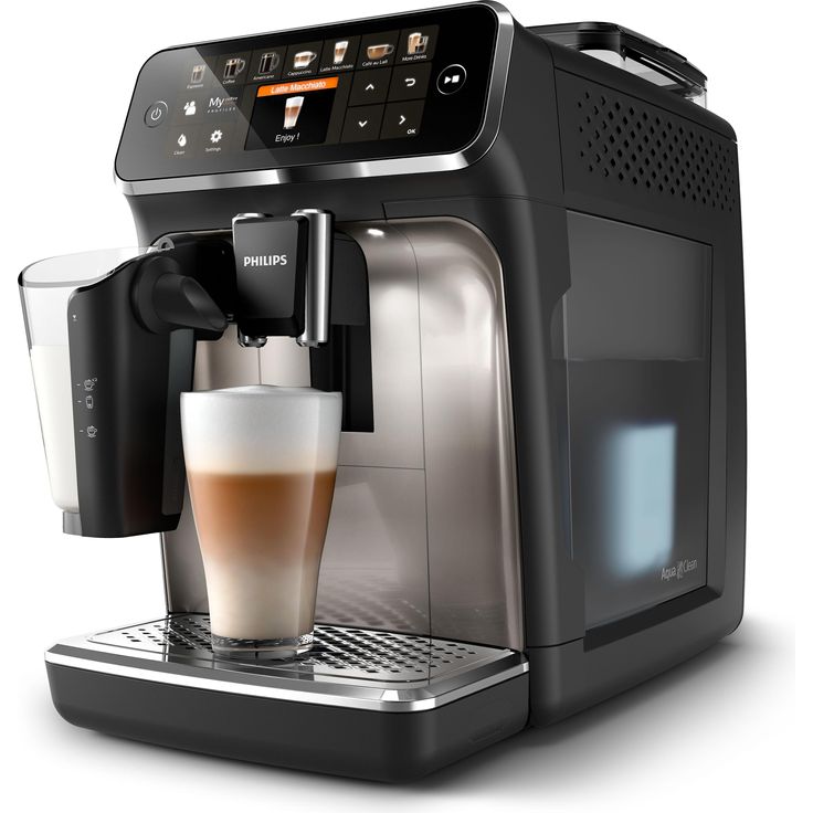 Philips 5400 series EP5447/90, Kaffeevollautomat, Schwarz mit 12 Kaffeespezialitäten, LatteGo Aufschäumtechnologie und AquaClean Filter