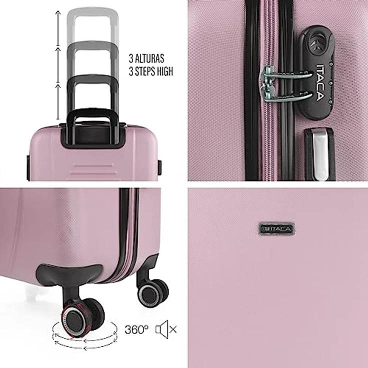 ITACA - Koffer Groß 4 Räder Großer Koffer Leichte - Reisekoffer Groß für Flugzeuge Koffer Hartschale mit Geprüftem Schloss - Handgepäck Koffer 71170, Rosa – Bild 5