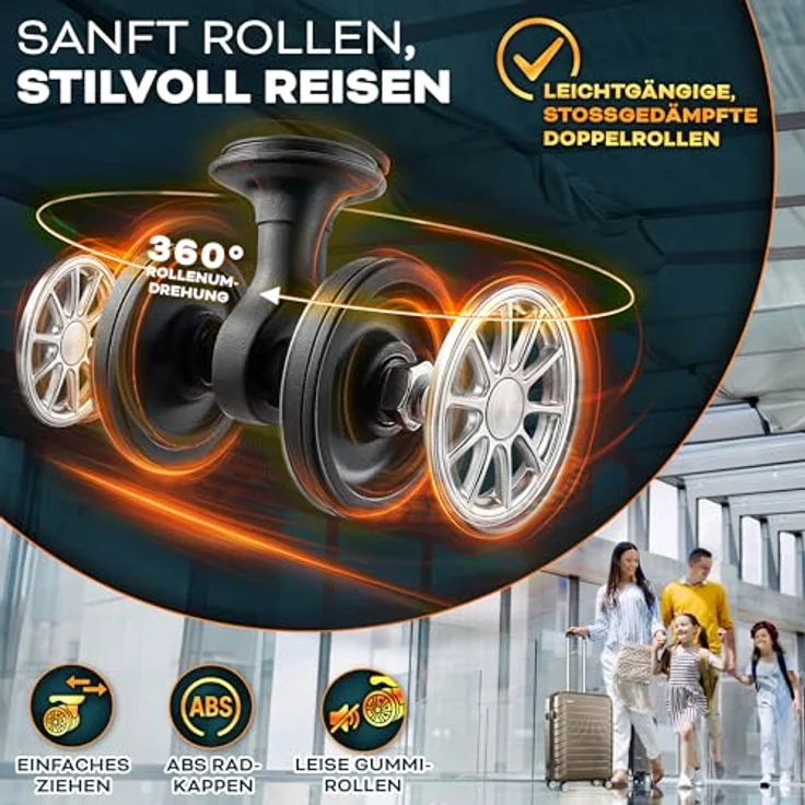 tillvex® Reisekoffer Set 3-TLG. Hartschalenkoffer Set (S-M-L-XL) mit 4 Rollen, TSA Schloss, inklusive Gepäckwaage, 6 Koffergurte & 3 Kofferanhänger - Roségold – Bild 3