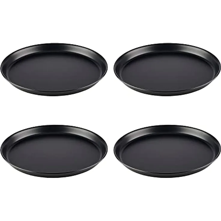 APS Pizzaform rund Ø 32/30,3 x 2,5 cm (4er-Set) - Pizzablech aus Blaublech, nicht beschichtet, lange Lebensdauer, zum professionellen Pizzabacken