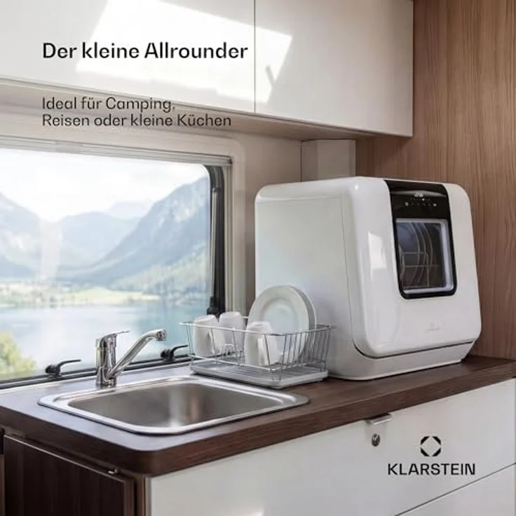 Klarstein Melville Tischgeschirrspüler, kompakte Spülmaschine für 3 Gedecke, 7 Programme, 6 L Wasserverbrauch, AquaStop, tragbares Design – Bild 5