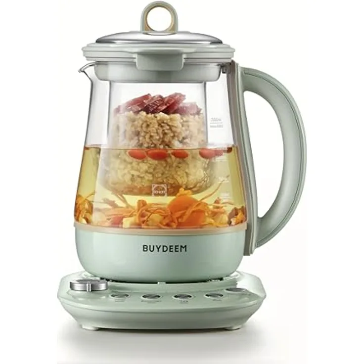Buydeem Teapot Multi Function Beverage Maker K1594T, 1,5 Liter Teekocher aus Edelstahl in Cozy Greenish