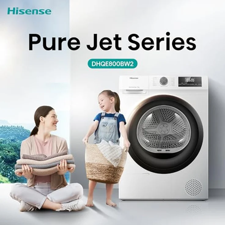 Hisense DHQE800BW2 Kondensationswäschetrockner, 8 kg Fassungsvermögen, Energieeffizienzklasse D, Hygiene- und Fein-Programme, Tür-Anschlag rechts – Bild 15