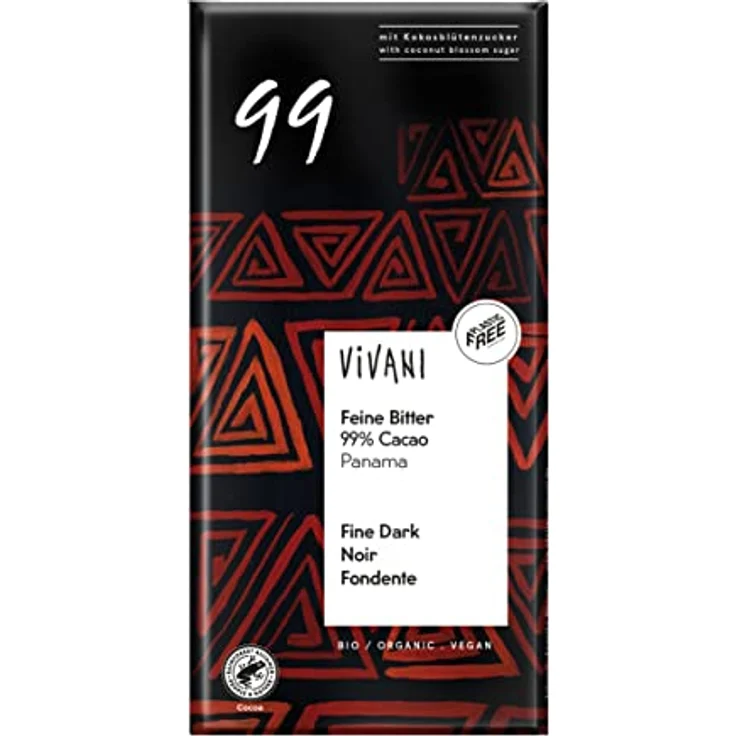 Vivani Bio Feine Bitter 99% Cacao, Premium Zartbitterschokolade, 2 x 80 g – Bild 1