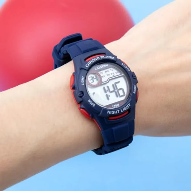 Calypso Jugend Kinderuhr Kautschuk dunkelblau Junior Armbanduhr UK5852/5 - Wasserdicht bis 10 bar, Digital-Laufwerk, graues Ziffernblatt – Bild 2