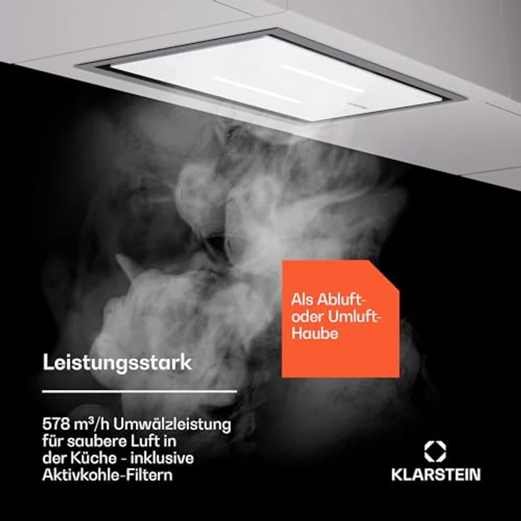 Klarstein Dunstabzugshaube 77cm, Abluft-Dunstabzugshaube mit Spülmaschinenfestem Filter aus Aluminium, Leise Abzugshaube Abluft, 410 m³/h Luftstrom, Effiziente Wandhaube mit LEDs & Touch Controls, Silber – Bild 3