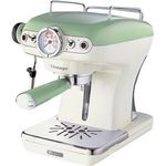 Ariete 1389-14 Green 00M138914AR0 Siebträger-Espressomaschine Vintage mit Milchaufschäumdüse, 900 W, lindgrün, Kunststoff