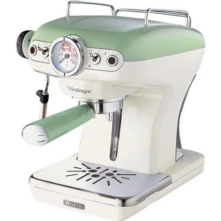 Ariete 1389-14 Green 00M138914AR0 Siebträger-Espressomaschine Vintage mit Milchaufschäumdüse, 900 W, lindgrün, Kunststoff – Bild 1
