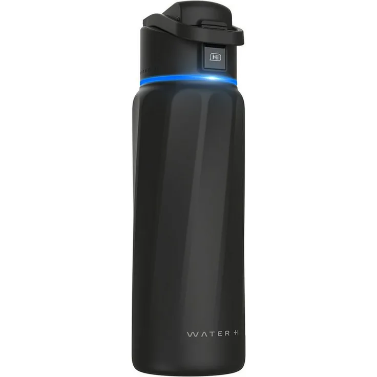 WaterH Boost Smart Trinkflasche 946ml, Aluminium Schwarz, mit LED-Touch-Display und App-Integration für Hydrationstracking