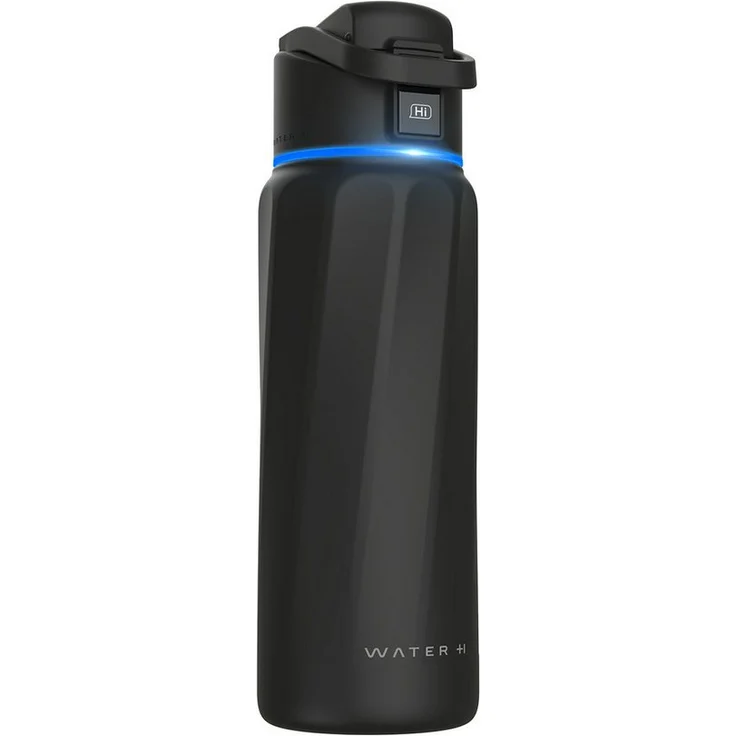 WaterH Boost Smart Trinkflasche 946ml, Aluminium Schwarz, mit LED-Touch-Display und App-Integration für Hydrationstracking