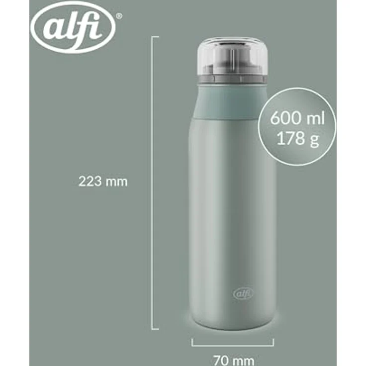 Alfi ELEMENT BOTTLE, Edelstahl Trinkflasche, spülmaschinenfest, 0,6l, Free-Flow Trinksystem, mattiert – Bild 6