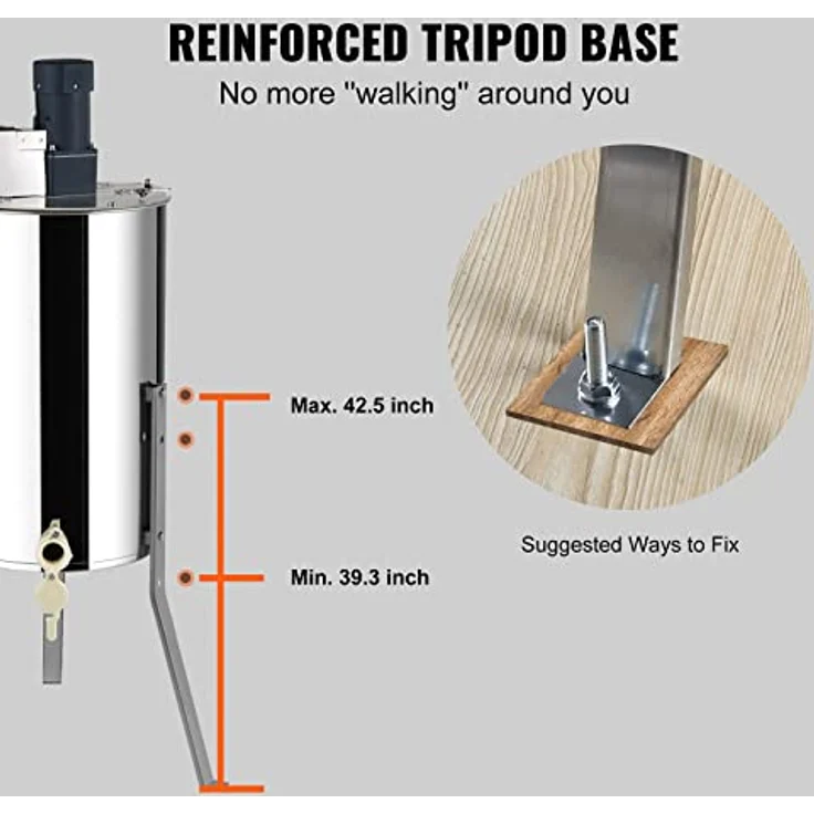 VEVOR Zentrifugenentsafter Elektrischer Honigschleuder, 2/4 Rahmen, Edelstahl, 140 W – Bild 6