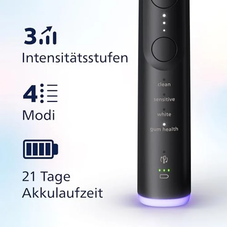Philips Sonicare 7100 elektrische Zahnbürste, Schallzahnbürste mit App, 4 Putzmodi und 3 Intensitätsstufen, Schwarz, 2er-Pack, Modell HX7429/03 – Bild 4