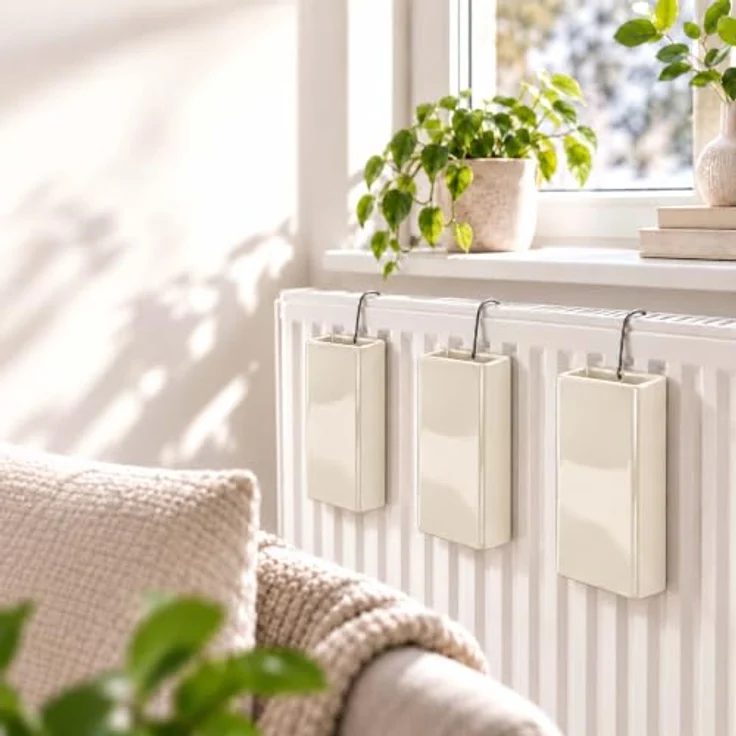 Relaxdays Luftbefeuchter Heizung 4er Set, Keramik Wasserverdunster für Heizkörper in Creme, inkl. Haken zum Aufhängen, geräuscharm und umweltfreundlich – Bild 2