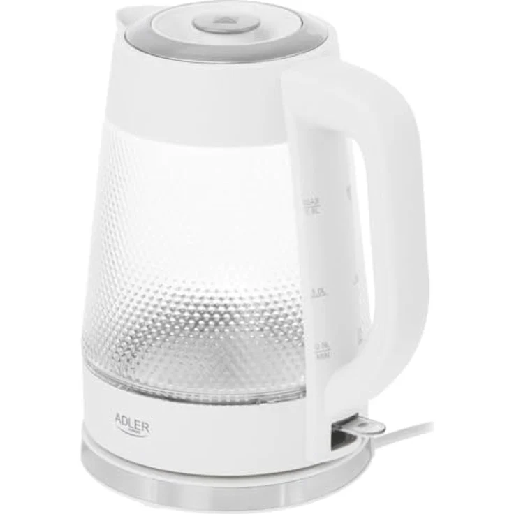 ADLER EUROPE AD 1306 Glas-Wasserkocher, 1,8 L, 1850W, mit LED-Beleuchtung und Wasserstandsanzeige, Weiß – Bild 4