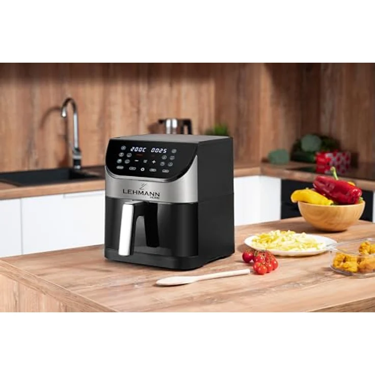 LEHMANN Heißluftfritteuse 6L mit 10 Kochprogrammen, 1500 W, digitalem LED-Touchscreen, ölfreies Braten – Bild 2