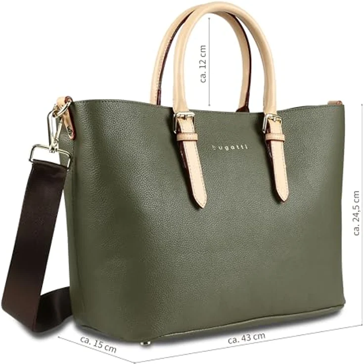 Bugatti Ella Shopper M, Handtasche aus Kunstleder mit Bag in Bag, grau, 33 x 15 x 24.5 cm – Bild 2