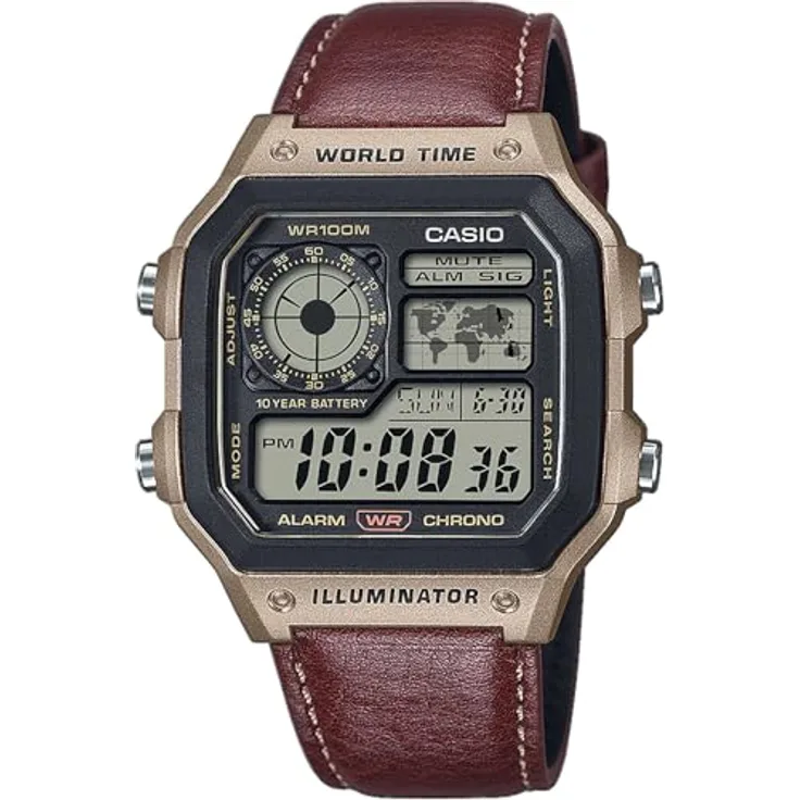 Casio Klassische Uhr AE-1200WHL-5AVEF, Utility Color Armbanduhr in Braun