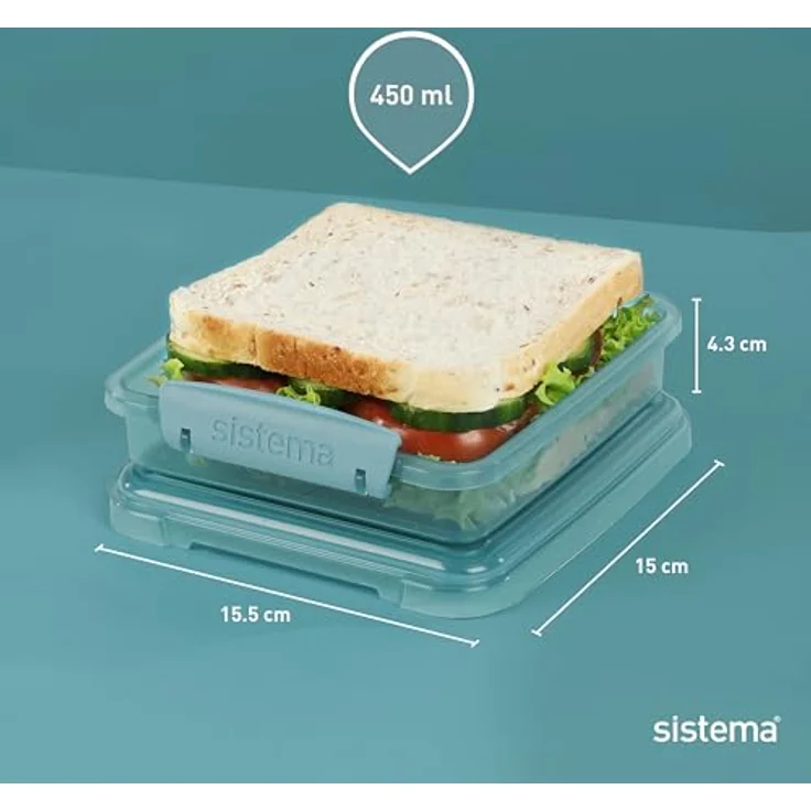 Sistema Ocean Bound Sandwichbox aus Kunststoff, 450 ml, BPA-frei, Blaugrün – Bild 3