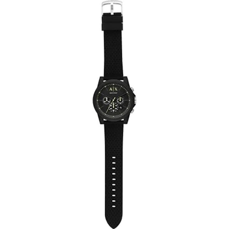 Armani Exchange Quarz-Chronograph mit 44mm Gehäuse, schwarzem Zifferblatt und silikonarmband in Schwarz und Grün – Bild 4