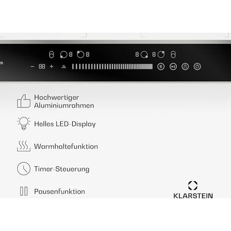 Klarstein DualTone CP8-KL-DT-60-Fl-Wh, Induktionskochfeld 4 Zone FlexTouch mit 7200 W, Timer und LED-Display, weiß – Bild 6